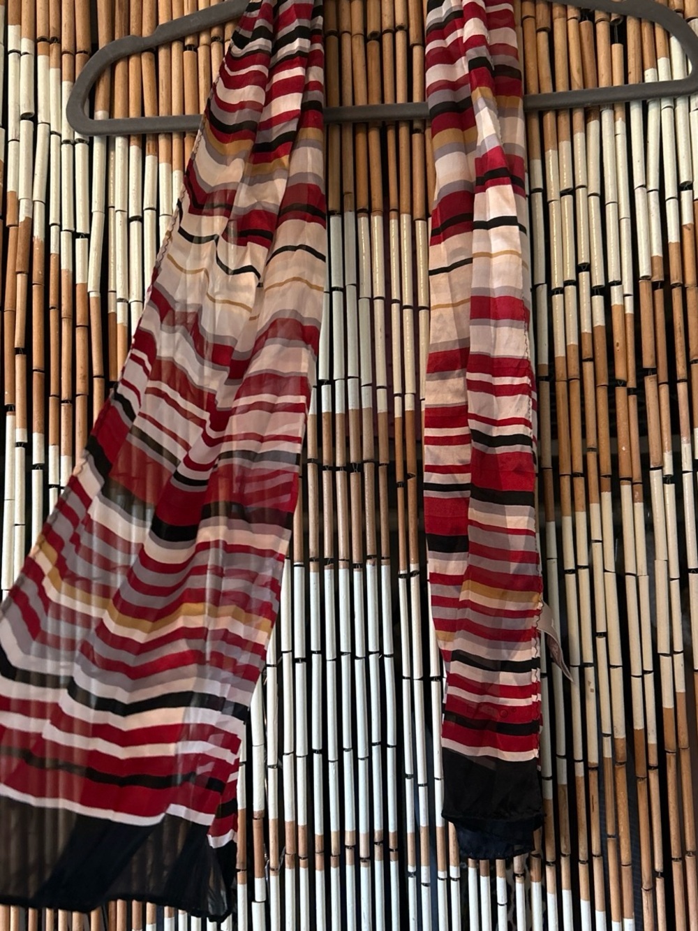 Echo Red, Black, White and Gold Striped Sheer Panel